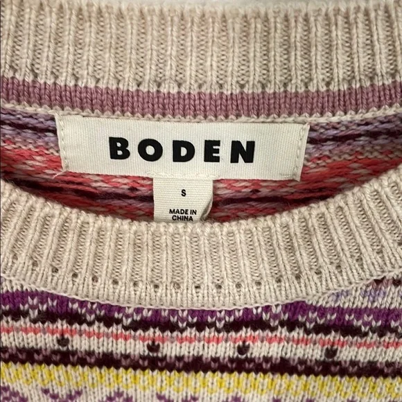 Boden Women's Lilac and Cream Patterned Sweater - Picture 2 of 9